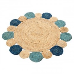 VANNERIE : TAPIS PETITS RONDS BLEU, design, modern