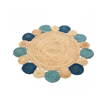 VANNERIE : TAPIS PETITS RONDS BLEU, design, modern