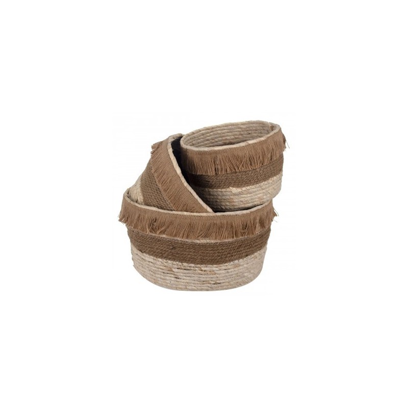 VANNERIE : SET 3 PANIERS FRANGE, design, modern VANNERIE : SET 3 PANIERS FRANGE, design, modern