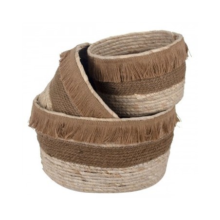 VANNERIE : SET 3 PANIERS FRANGE, design, modern