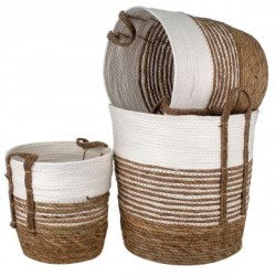 VANNERIE : SET 3 PANIERS ANSE, design, modern