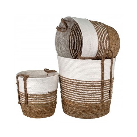 VANNERIE : SET 3 PANIERS ANSE, design, modern