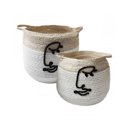 VANNERIE : SET 2 PANIERS VISAGE, design, modern