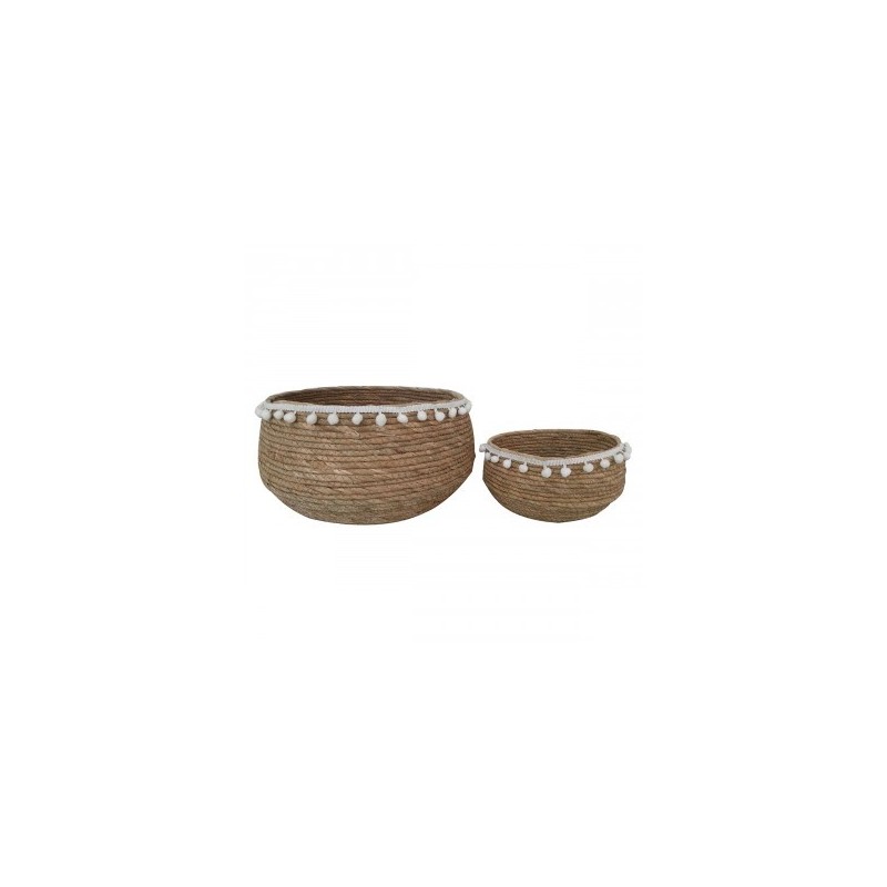 VANNERIE : SET 2 PANIERS POMPON , design, modern VANNERIE : SET 2 PANIERS POMPON , design, modern