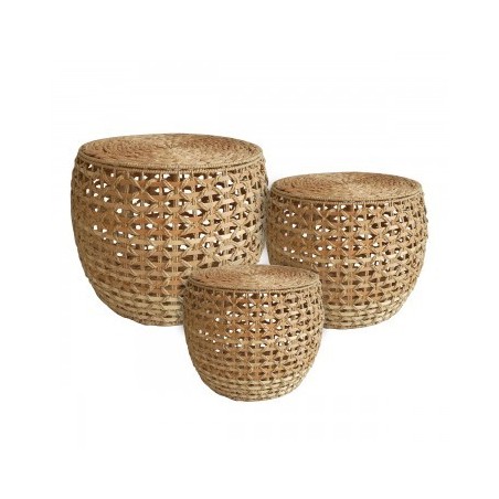 VANNERIE : SET 3 PANIERS COUVERCLE, design, modern