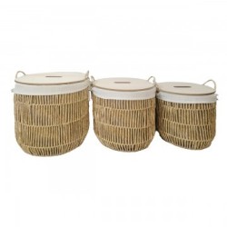 VANNERIE : SET 3 CORBEILLES ROTIN, design, modern
