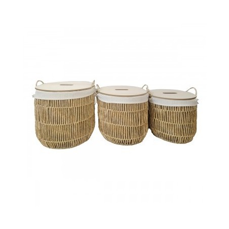 VANNERIE : SET 3 CORBEILLES ROTIN, design, modern